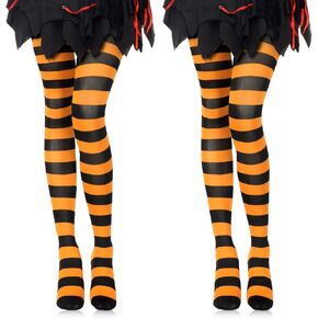 Xaatren 2 Pair Christmas Womens Striped Tights Horizontal Striped Tights Footed Opaque Tights for Xmas Costume Accessories in Kuwait