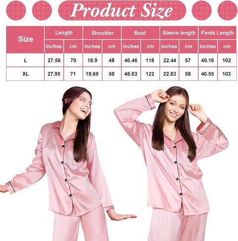 Unittype Women Silk Pajama Set Long Sleeve Silk Sleepwear Satin 2 Pcs Classic Button Down Pajamas for Bride Wedding Party in Saudi Arabia