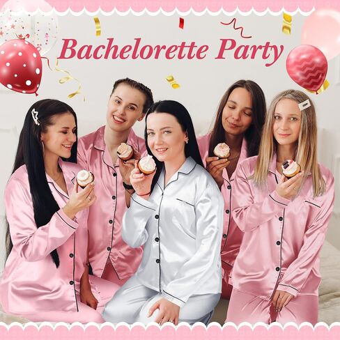 Unittype Women Silk Pajama Set Long Sleeve Silk Sleepwear Satin 2 Pcs Classic Button Down Pajamas for Bride Wedding Party in Saudi Arabia