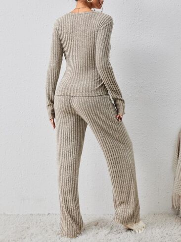 GORGLITTER Women's 2 Piece Outfits Wrap V Neck Long Sleeve Top & Pants Tracksuits in Saudi Arabia