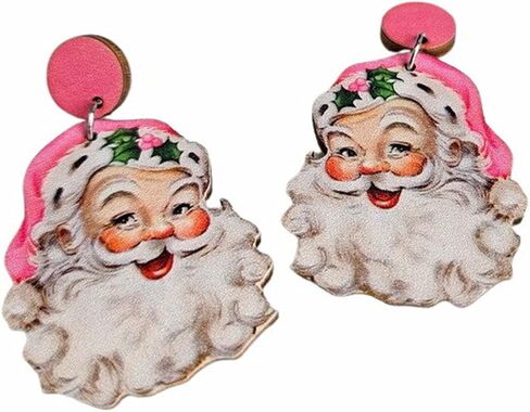 Vintage Christmas Santa Dangle Earrings Funny Cute Gingerbread Man Elf Fawn Charm Earrings Acrylic Resin Fashion Jewelry Holiday Gift Ladies Teens Xmas Party Favors Decor Accessories in Kuwait