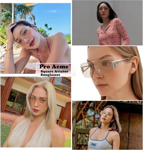 نظارات شمسية Pro Acme Aviator للنساء والرجال العصرية بدون إطار بظلال مربعة كلاسيكية نظارات شمسية معدنية كبيرة in Kuwait