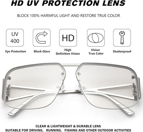 نظارات شمسية Pro Acme Aviator للنساء والرجال العصرية بدون إطار بظلال مربعة كلاسيكية نظارات شمسية معدنية كبيرة in Kuwait