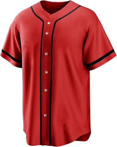 Holnkme Blank Plain Baseball Jersey for Men Women, Baseball Shirt Hipster Hip Hop, Short Sleeve Button Down Sports Uniforms in Kuwait