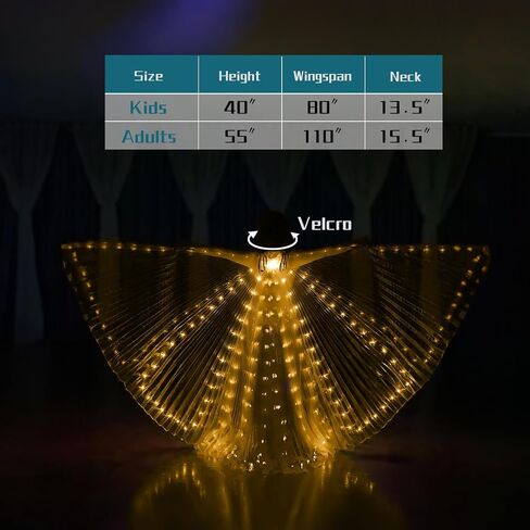 ZFBIRD LED Wings Halloween Butterfly Wings Light up Angel Wings LED Moth Cape with Telescopic Sticks for Kids and Adults in Kuwait