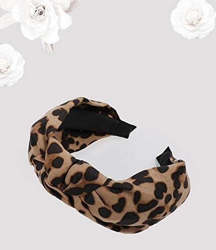 Leopard Headband Knotted Headbands for Women, Wide Knot Dot Hairbands Hair Band Accessories Birthday Christmas Gifts for Girls Light Coffee in Saudi Arabia