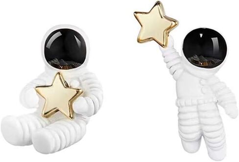 18 كيلو ذهب مطلي 3D رواد الفضاء الأبيض غير النظامية رجل الفضاء الذهب ستار سحر بوست أقراط in Kuwait