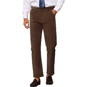 Lars Amadeus Corduroy Dress Pants for Men's Straight Fit Flat Front Work Office Trousers