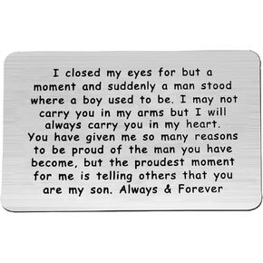 PLITI to My Son Wallet Card Proud of You Gifts I Closed My Eyes for A Moment Engraved Wallet Card for Son for Men in Kuwait