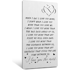 Anniversary Card Gifts for Men Engraved Wallet Card Insert Love Note for Husband Birthday Gifts for Boyfriend Wedding Day Gift for Groom Reminder gift for Him Romantic Gifts for Him (Silver) VCD27