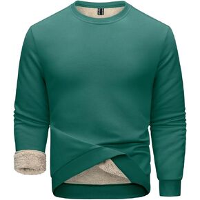 Boladeci Men's Full Sherpa Lined Crewneck Sweatshirts Premium Heavy-weight Fleece Pullover Thick Thermal Cotton Sweat-Shirts