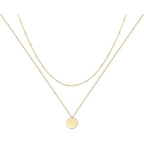 قلادة Ava Riley ذات طبقات من قلادة Dainty Disc Chokers قلادة مطلية بالذهب الحقيقي عيار 14 قيراط مجوهرات للنساء...