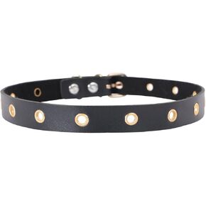 MILAKOO Pu Leather Necklace Gromment Eyelet Choker for Women Men Punk Collar Goth Emo Accessories
