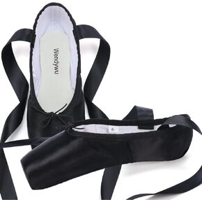 WENDYWU Professional Ballet Pointe Shoe for Kids Girl and Ladies Pink PU Soled Ballet Pointe Dance Shoes with Toe Pads in Kuwait