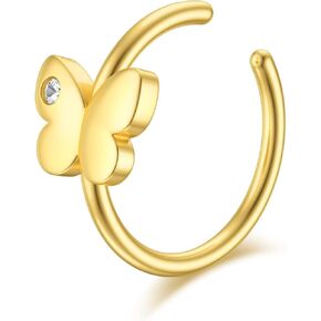 MRENITE الصلبة 14K الذهب الأنف مسمار حلقة الأنف هوب الغضروف القرط هوب 18G 20 مقياس مع تشيكوسلوفاكيا ثقب المجوهرات هدية للنساء الرجال فتاة in Kuwait