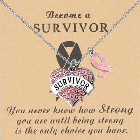 Gzrlyf Breast Cancer Survivor Bracelet Necklace Breast Cancer Awareness Gifts for Survivor Fighter