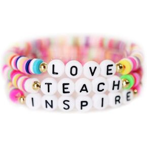 Beaded Teacher Bracelet for Women Teacher Appreciation Gifts Bracelet Love Teach Inspire Beaded Teacher Bracelets Appreciation Gifts