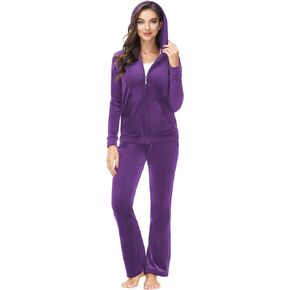 ANOTHER CHOICE Velour Tracksuit Women 2 Piece Zip-Up Velvet Sweatsuits Hooded Soft Jogging Set in Saudi Arabia