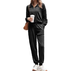 ELESOL Sweatsuits for Women Tracksuit Quarter 1/4 Zip Track Suits Set 2 Piece Outfits Casual Jogger Set