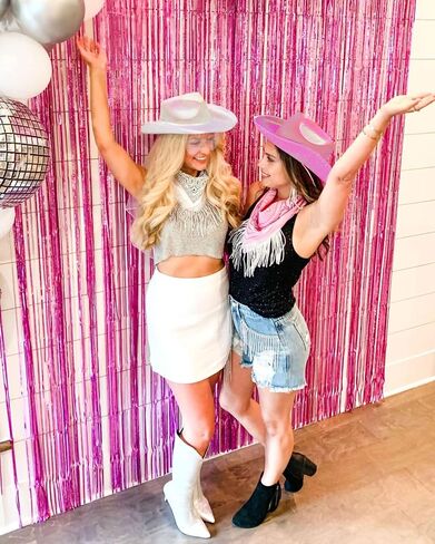 JeVenis Cowgirl Last Disco Bachelorette Party Veil Brides Cowboy Hat Bandana Heart Shape Sunglasses Star Earrings in Saudi Arabia