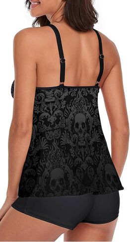BEOYING Tankini Swimsuit for Women Two Piece Bikini Tummy Control Bathing Suit Tank Top Swimwear with Boyshorts in Saudi Arabia