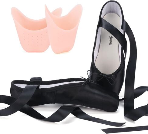 WENDYWU Professional Ballet Pointe Shoe for Kids Girl and Ladies Pink PU Soled Ballet Pointe Dance Shoes with Toe Pads in Kuwait