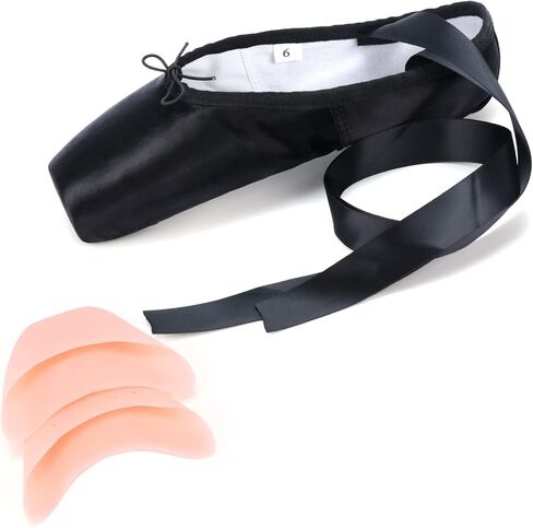 WENDYWU Professional Ballet Pointe Shoe for Kids Girl and Ladies Pink PU Soled Ballet Pointe Dance Shoes with Toe Pads in Kuwait