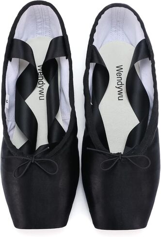 WENDYWU Professional Ballet Pointe Shoe for Kids Girl and Ladies Pink PU Soled Ballet Pointe Dance Shoes with Toe Pads in Kuwait