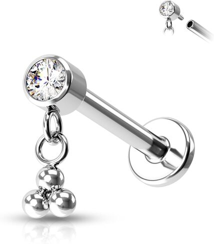 Mooncrush Jewelry Minimalist Dangle G23 Solid Titanium Cartilage Earrings Stud 16G Internally Threaded Helix Medusa Piercing Jewelry Hypoallergenic in Saudi Arabia