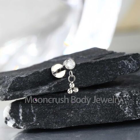 Mooncrush Jewelry Minimalist Dangle G23 Solid Titanium Cartilage Earrings Stud 16G Internally Threaded Helix Medusa Piercing Jewelry Hypoallergenic in Saudi Arabia