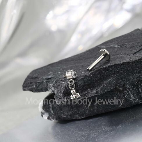 Mooncrush Jewelry Minimalist Dangle G23 Solid Titanium Cartilage Earrings Stud 16G Internally Threaded Helix Medusa Piercing Jewelry Hypoallergenic in Saudi Arabia