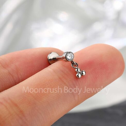 Mooncrush Jewelry Minimalist Dangle G23 Solid Titanium Cartilage Earrings Stud 16G Internally Threaded Helix Medusa Piercing Jewelry Hypoallergenic in Saudi Arabia