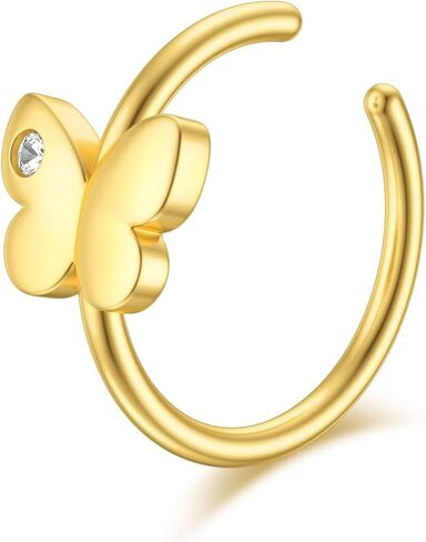 MRENITE الصلبة 14K الذهب الأنف مسمار حلقة الأنف هوب الغضروف القرط هوب 18G 20 مقياس مع تشيكوسلوفاكيا ثقب المجوهرات هدية للنساء الرجال فتاة in Kuwait