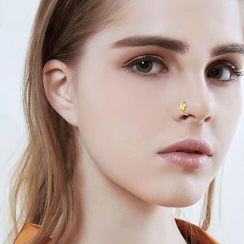 MRENITE الصلبة 14K الذهب الأنف مسمار حلقة الأنف هوب الغضروف القرط هوب 18G 20 مقياس مع تشيكوسلوفاكيا ثقب المجوهرات هدية للنساء الرجال فتاة in Kuwait