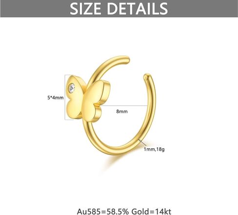 MRENITE الصلبة 14K الذهب الأنف مسمار حلقة الأنف هوب الغضروف القرط هوب 18G 20 مقياس مع تشيكوسلوفاكيا ثقب المجوهرات هدية للنساء الرجال فتاة in Kuwait