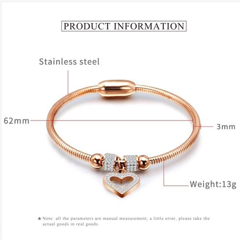 Jude Jewellers الفولاذ المقاوم للصدأ سحر القلب مكعب الزركون الذكرى عيد الحب الإسورة سوار in Kuwait