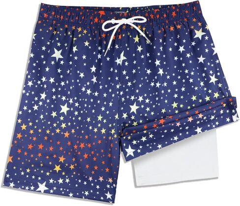 QRANSS Mens Swim Trunks Compression Liner Quick Dry 5.5'' Swimwear Swim Shorts with Boxer Brief Lined in Kuwait