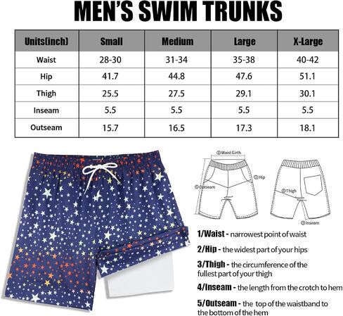 QRANSS Mens Swim Trunks Compression Liner Quick Dry 5.5'' Swimwear Swim Shorts with Boxer Brief Lined in Kuwait