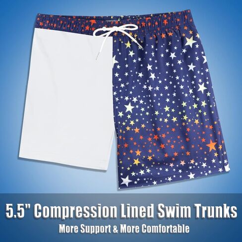 QRANSS Mens Swim Trunks Compression Liner Quick Dry 5.5'' Swimwear Swim Shorts with Boxer Brief Lined in Kuwait