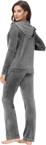 ANOTHER CHOICE Velour Tracksuit Women 2 Piece Zip-Up Velvet Sweatsuits Hooded Soft Jogging Set in Saudi Arabia