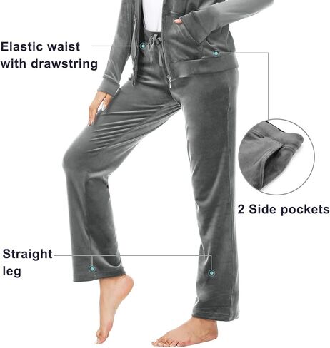 ANOTHER CHOICE Velour Tracksuit Women 2 Piece Zip-Up Velvet Sweatsuits Hooded Soft Jogging Set in Saudi Arabia