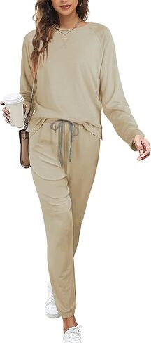 Dofaoo Two Piece Outfits for Women Long Sleeve Crew Neck Sweatsuits Sets with Pockets in Kuwait