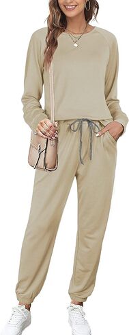 Dofaoo Two Piece Outfits for Women Long Sleeve Crew Neck Sweatsuits Sets with Pockets in Kuwait