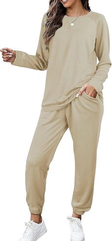 Dofaoo Two Piece Outfits for Women Long Sleeve Crew Neck Sweatsuits Sets with Pockets in Kuwait