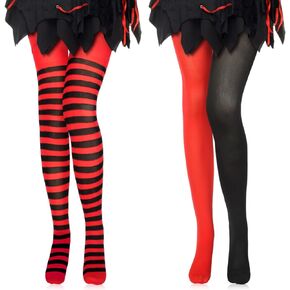 Xaatren 2 Pair Christmas Womens Striped Tights Horizontal Striped Tights Footed Opaque Tights for Xmas Costume Accessories