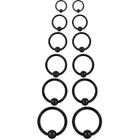 SCERRING 12PCS 14G Stainless Steel Captive Bead Ring Nose Rings Hoop Helix Daith Cartilage Tragus Earrings Nipple Eyebrow Body Piercing 8mm 10mm 12mm 14mm 16mm 19mm
