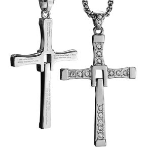 Bahamut Jesus INRI Crucifix Saint St. قلادة متقاطعة للرجال والأولاد من الفولاذ المقاوم للصدأ سلسلة رولو مجوهرات دينية in Kuwait