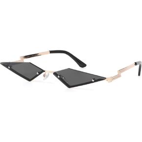 Dazzleimart Retro Diamond Shape Sunglasses for Men & Women, Metal Quadrilateral Frame Shades UV Protection Film Sun Glasses