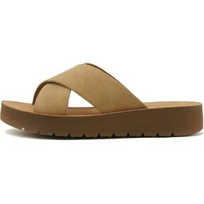 Soda LUCY ~ Women Open Toe Flatform Platform Crisscross Band Upper Fashion Slide Sandals