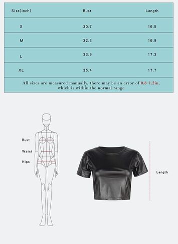 تي شيرت Berylzz نسائي ذو مظهر جلدي ورقبة دائرية وقصة ضيقة ومطاطة وبنمط قصير وصلب in Kuwait